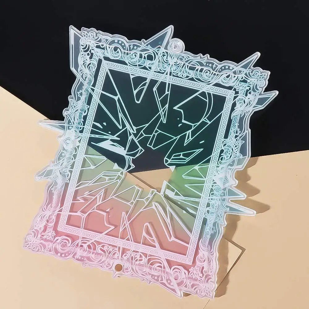 壊れたミラーアイドルカードディスプレイスタンド透明防水フォトカードホルダー韓国防塵カード保護ケースルーム装飾