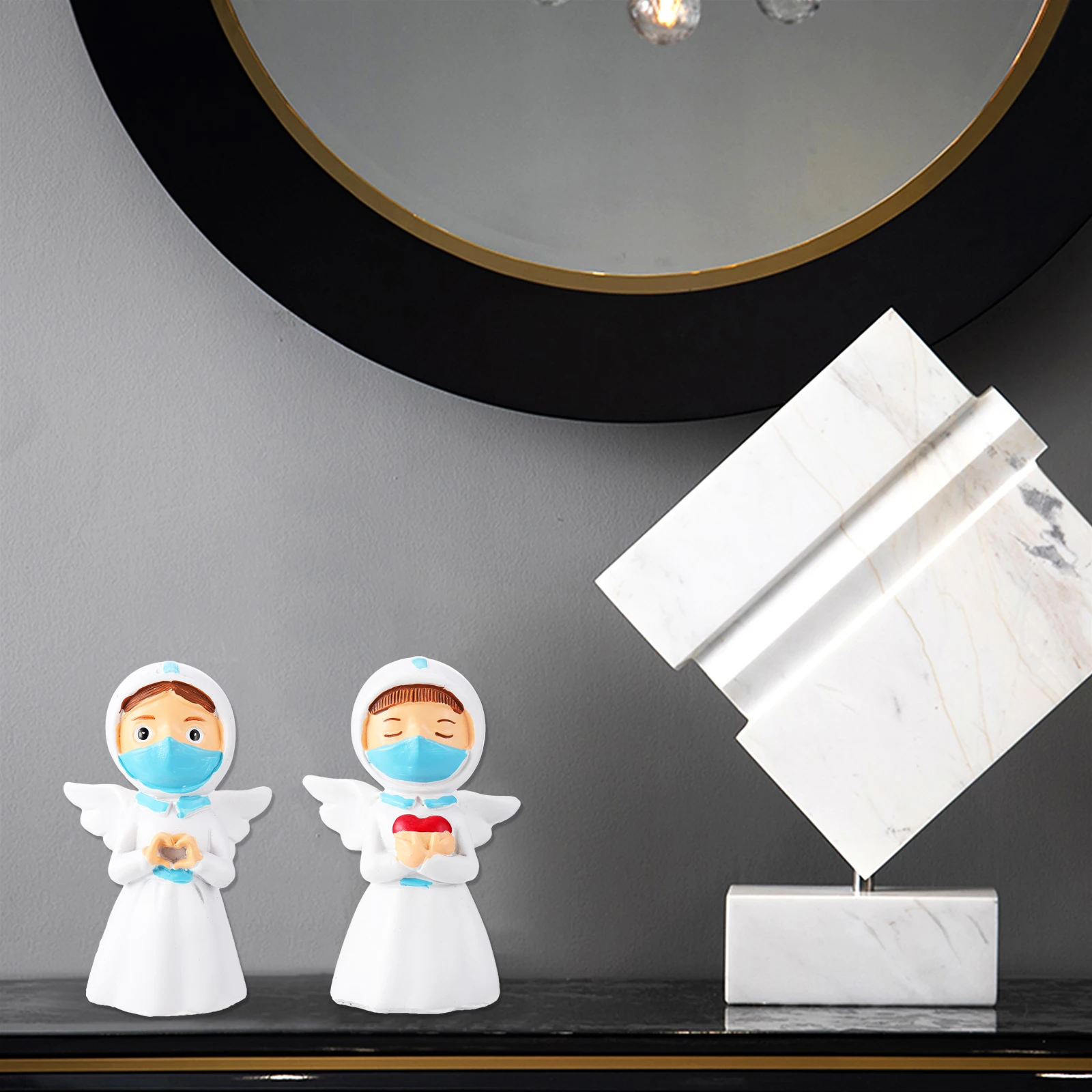 

4pcs Nurse Doctor Resin Decoration Angel Model Mini Home Office Desktop Ornament Gift for Friends Relatives Lovers