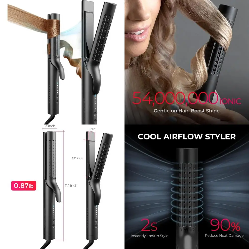 

Утюжок-выпрямитель и плойка для волос 2-в-1 с двойным напряжением, диаметр 1,25 дюйма, 54 млн ионов, 5 температурных режимов, компактный для путешествий, черный