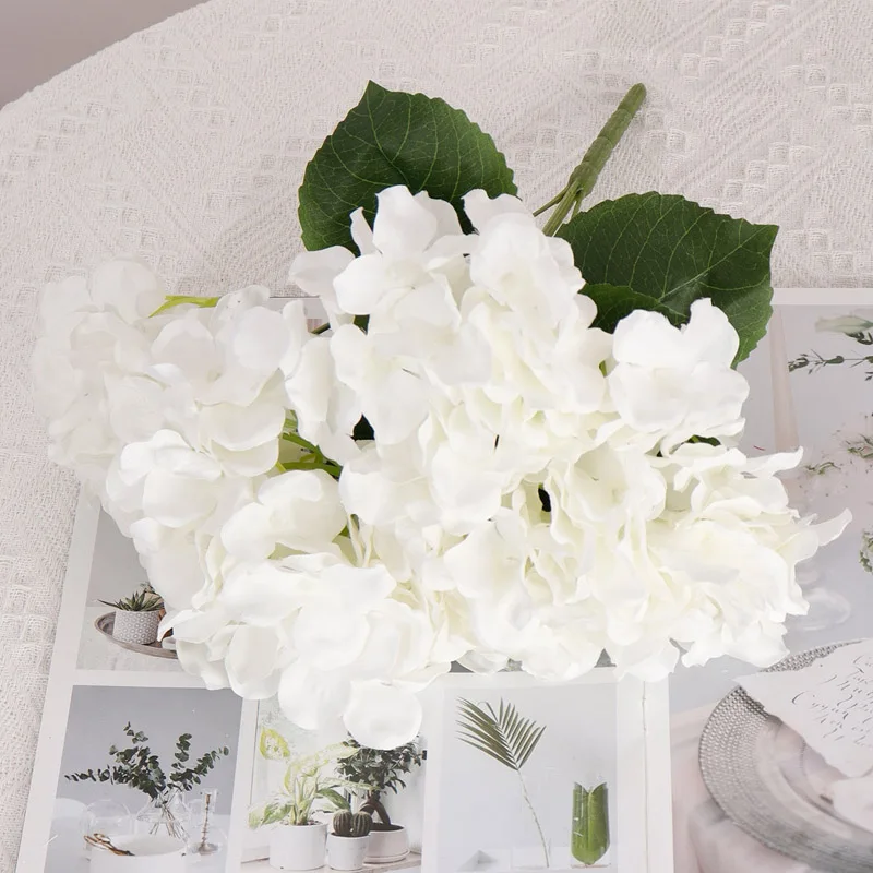 NEU 5 Köpfe große rote Hortensien Seidenblumen Hortensien künstliche Blumen gefälschter Blumenstrauß Blumenarrangements für Zuhause Hochzeitsdekoration – Detail 7