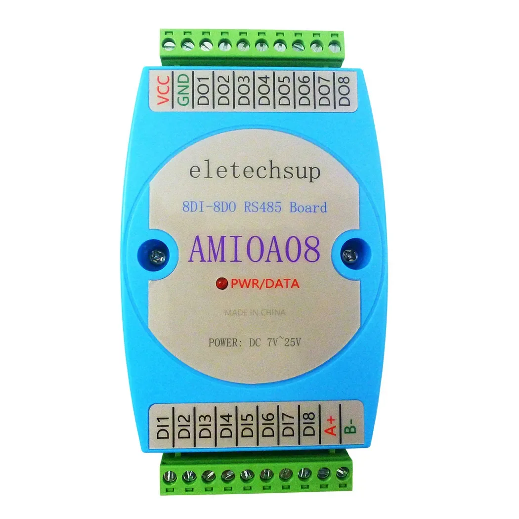 

AMIOA08 DC 12V 24V 8DI-8DO RS485 Isolated Communication Digital Input and Output MODBUS RTU PLC Module