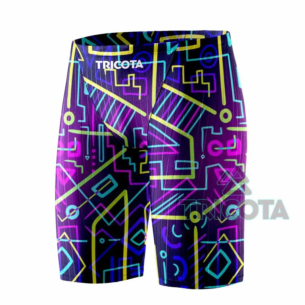 Men Swim Jammer Swimwear Shark Skin Lycra Fiber High Level Male Swimming Quick-Dry Swimwear Trunk Training Race Pants Surfing