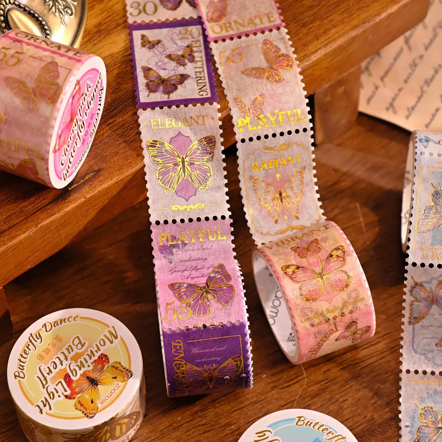 Лента Васи, горячее тиснение, наклейка-штамп, серия «Бабочка Шепот», ретро-довідник, сделай сам, декоративная уплотнительная наклейка специальной формы