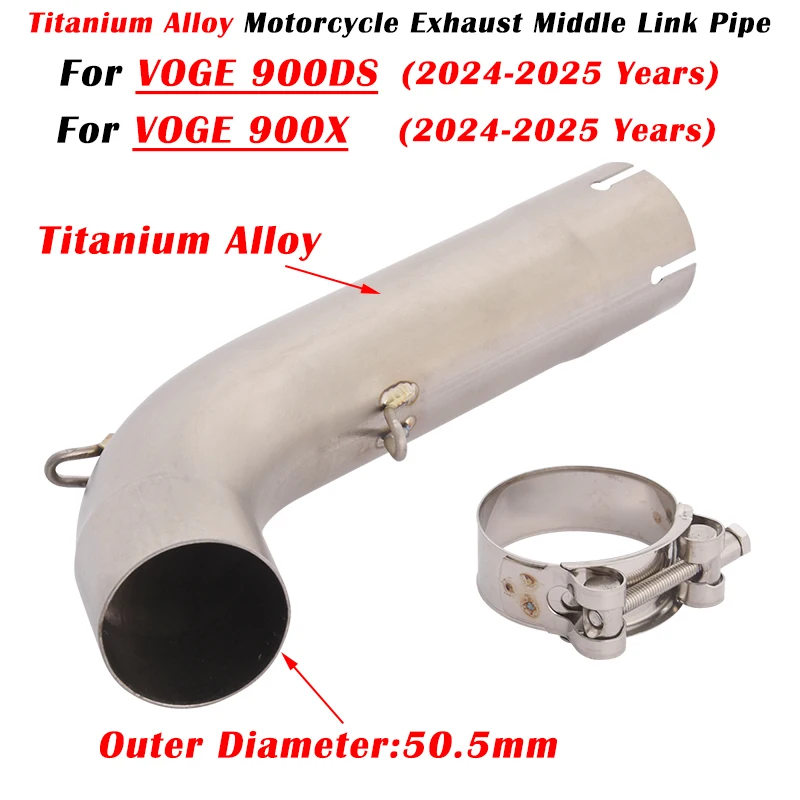 

Slip On For VOGE 900DS 900X 900 DS X 2024 2025 Motorcycle Exhaust Escape Modified Muffler Titanium Alloy 51mm Middle Link Pipe