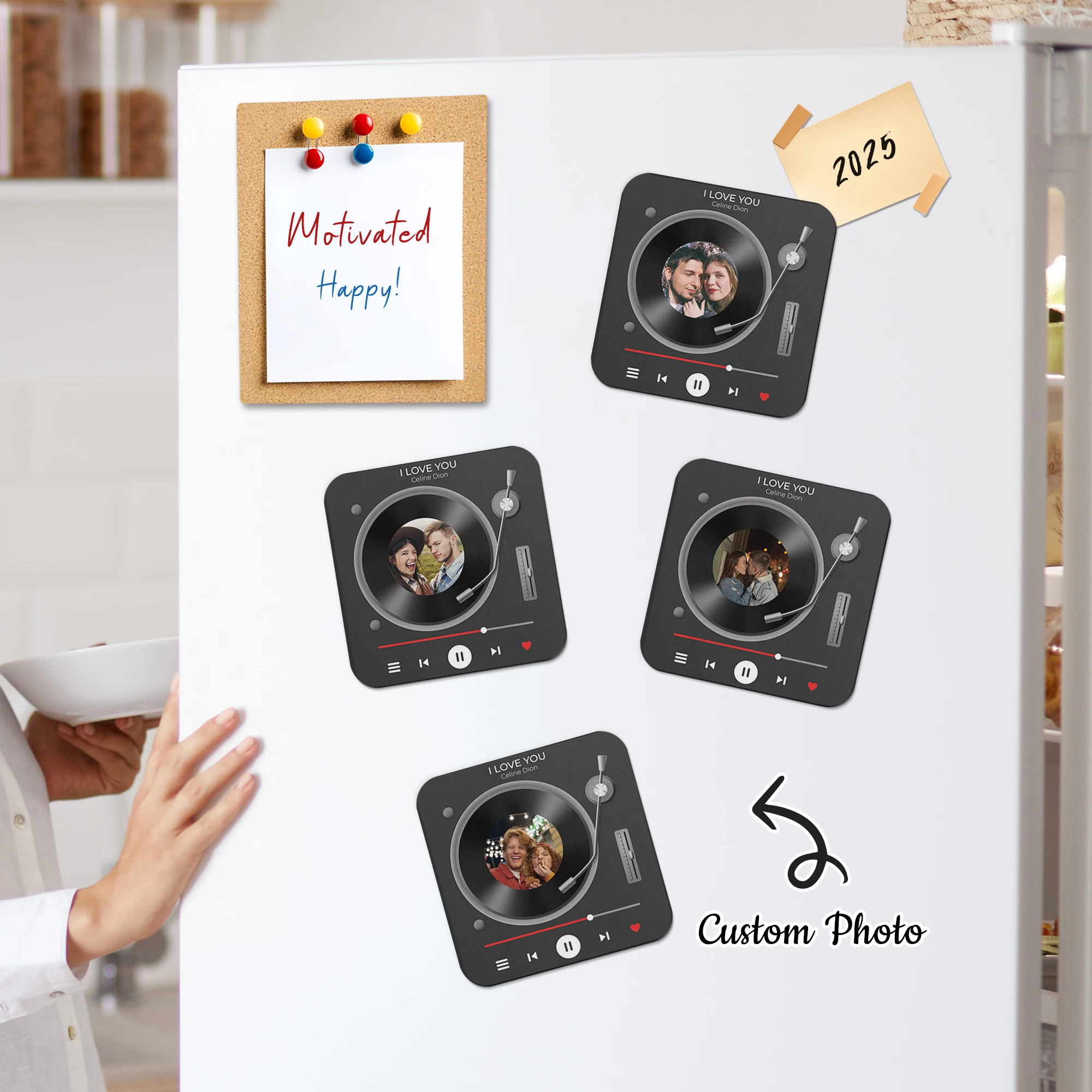 

Personalized Music Photo Refrigerator Magnets Custom Text Anniversary Gift Family Kitchen Dining Room Whiteboard Home Decor