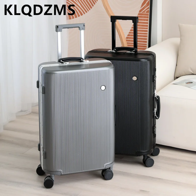 Klqdzms กระเป๋าเดินทางล้อลากกระเป๋าลากอลูมิเนียม20นิ้ว, กล่องเคสแบบมีล้อลากโครงสร้างอะลูมิเนียมความจุขนาดใหญ่24 "26" 28นิ้วกระเป๋าเดินทางสำหรับผู้ชายและผู้หญิง