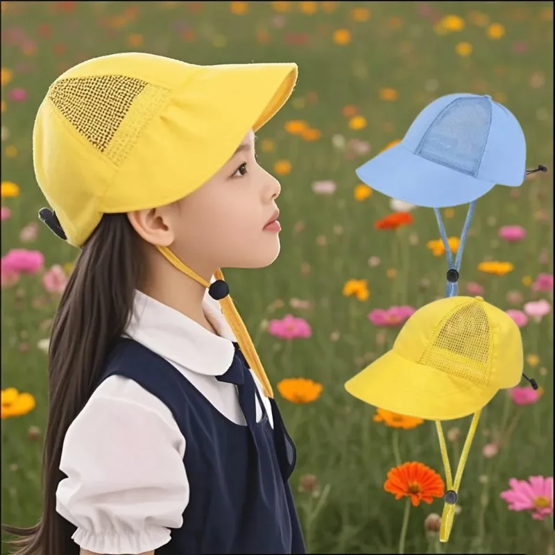 

Желтая шляпа от солнца для детей и взрослых, регулируемая кепка на шнурке, шляпа в японском стиле с утконосом, уличная рыбацкая шляпа для школьных путешествий