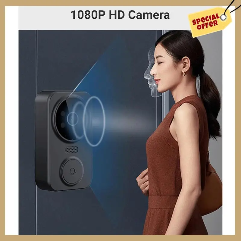 Timbre de vídeo con cámara nocturna HD, USB C, 2,4 Ghz, voz bidireccional, 1080P, lente gran angular, timbre de vídeo para casa y apartamento