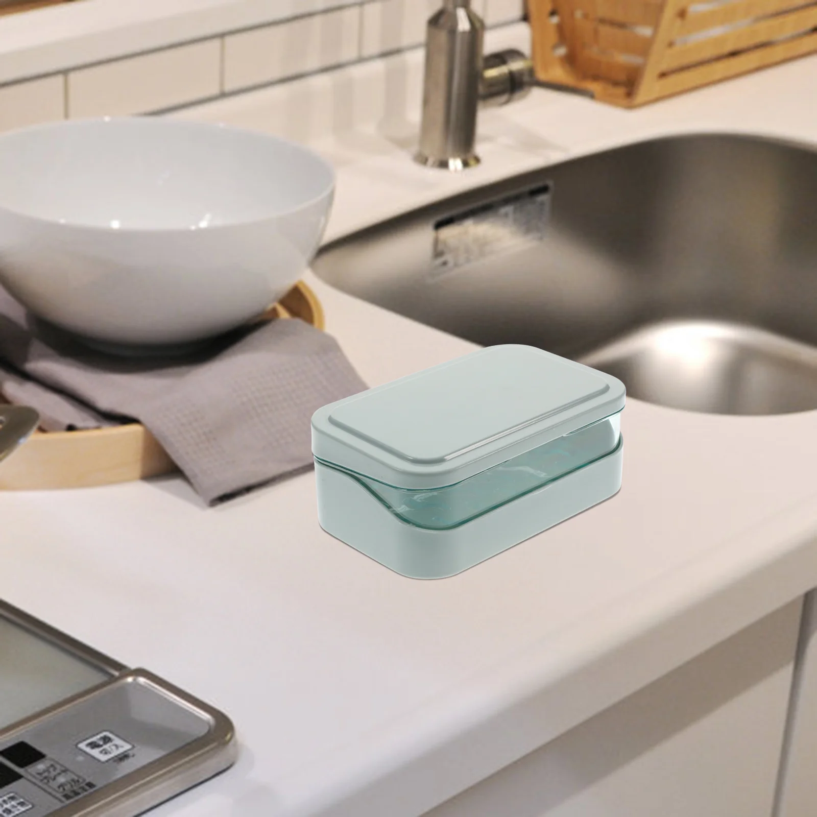 Travel Soap Holder Kitchen Bar Container Articulated for Shower Wall Dish Sky-blue Case