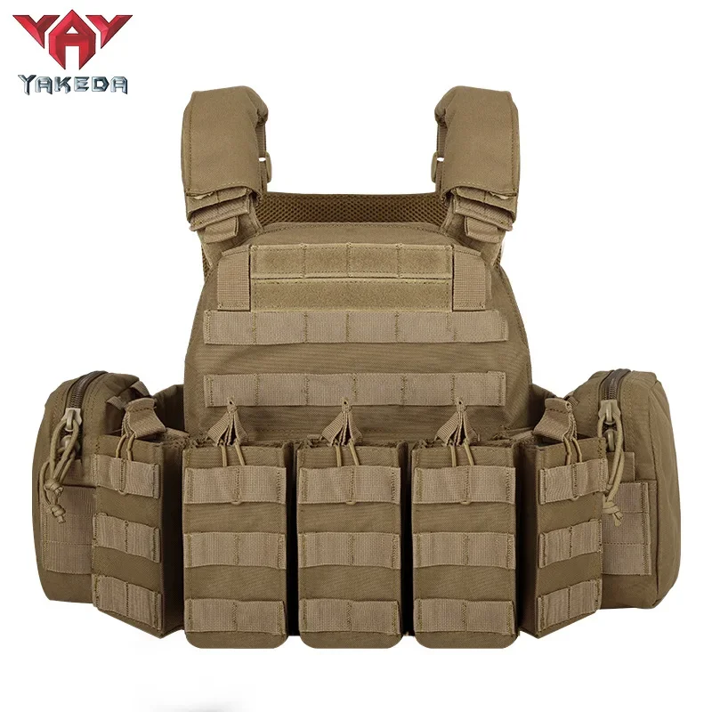 Imagem -04 - Nylon Colete Tático ao ar Livre Caça Protetora Ajustável Multifunções Molle Airsoft Equipamento de Combate Yakeda1000d