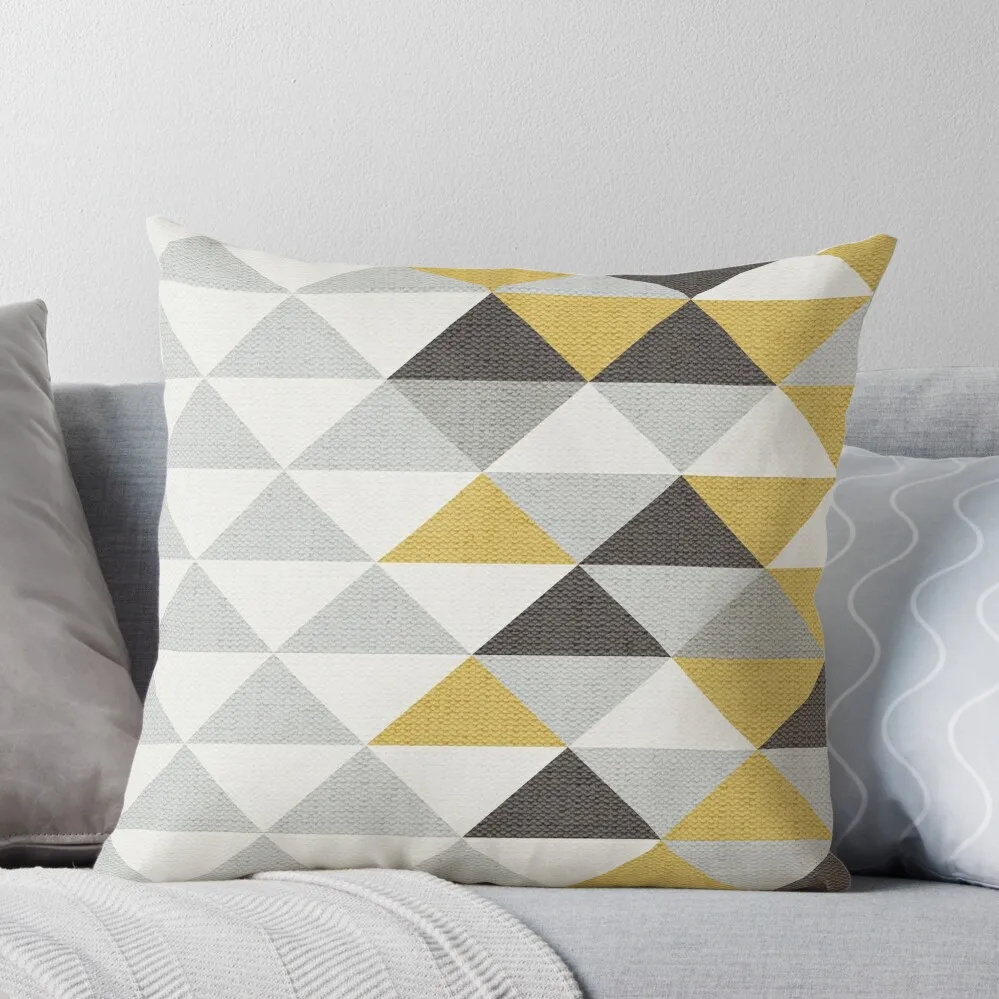 

Triangle Navy Gray Cream and Yellow Pattern with Texture Throw Pillow Cushion Cover For Sofa Pillowcases Cushion Covers Sofa