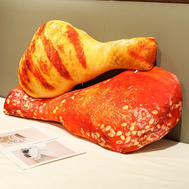 Duża poduszka w kształcie kawałka chrupiącego kurczaka - pluszowa zabawka anime, urocza maskotka, miękka lalka na Boże Narodzenie i Święto Dziękczynienia