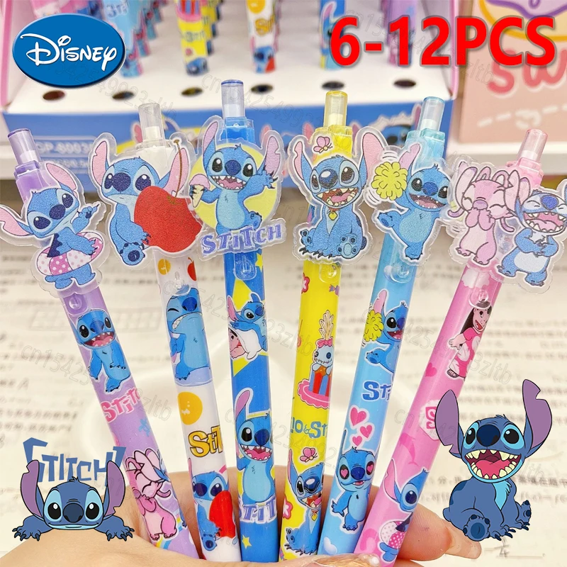 

1Set Disney Stitch Gel Pen Students Anime Cute Cartoon Stich Black Erasable Pen Neutral Refill School Supplies Office Stationery