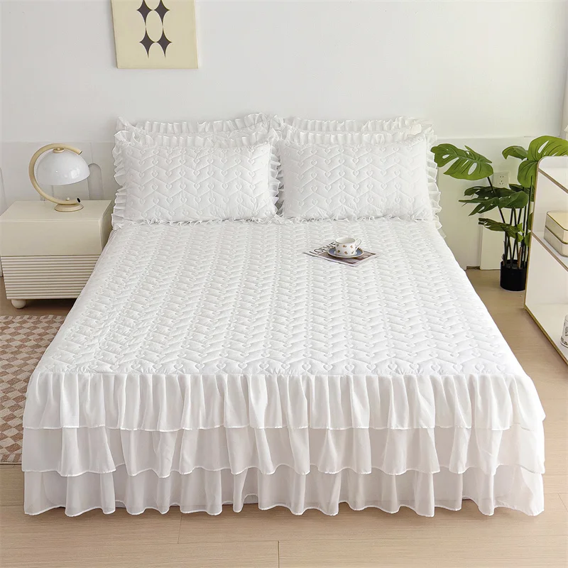 

Waed Cotton Bed Skirt Lace Trim Anti-Slip Four Seasons Universal Bed Covering Korean Sle Single Piece Cotton Insert