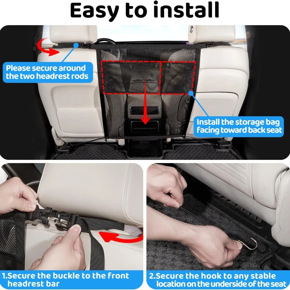 Red de seguridad para coche con malla lavable y borde elástico - imagen 3