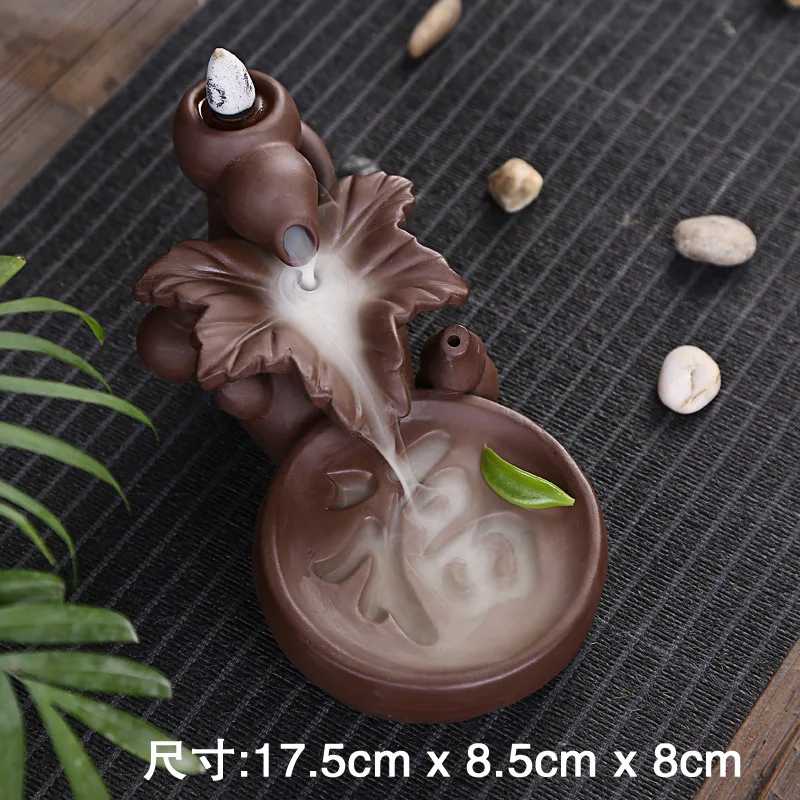 Home Leaf Fortune Or Blessing Mascot Bullet Blackflow Incense Cones Stick Smoke Ceramic Censer