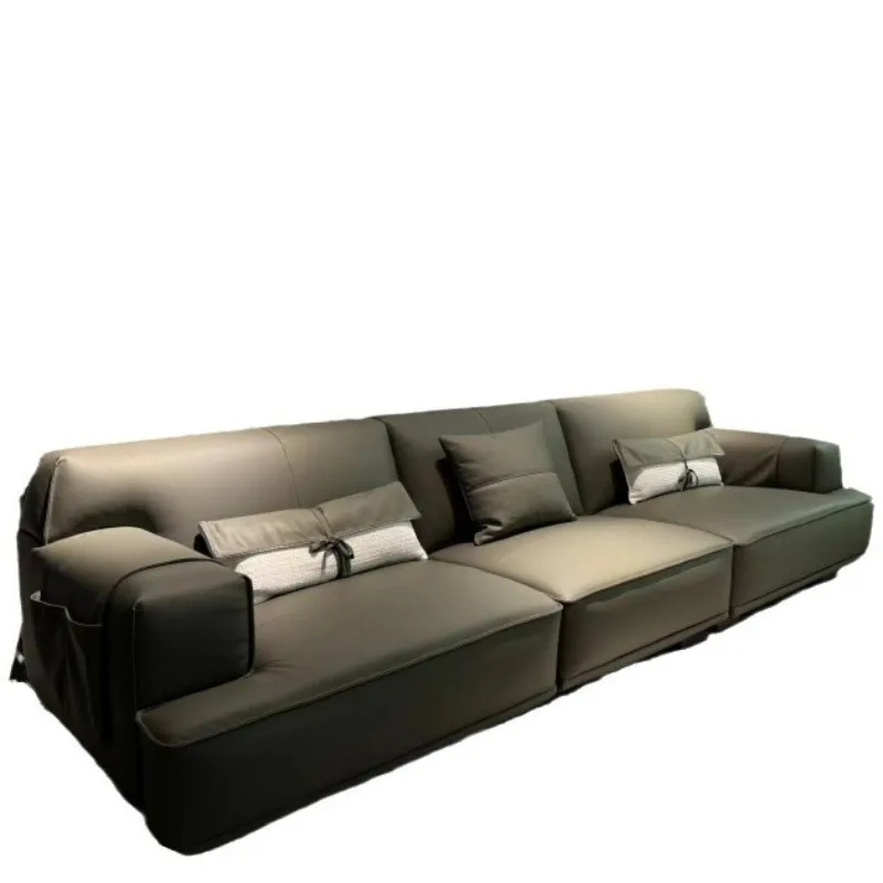 Nordic minimalist leather first-layer cowhide sofa