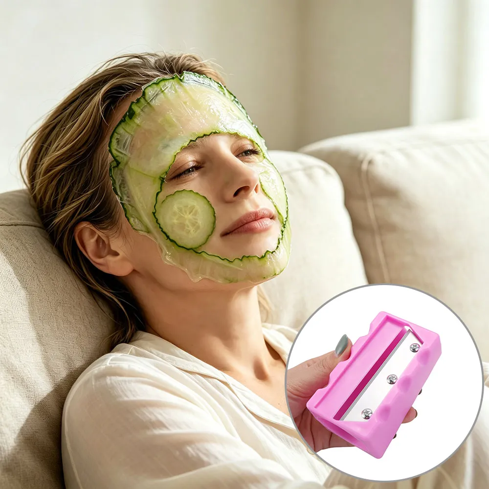 Handheld Manual Cucumber Mask cutter Thin Facial Skin Care Cucumber Slicer with Mirror Rotating Peeler Beauty Tool