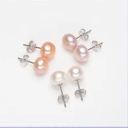 Wholesale Price 5A Natural Freshwater Button Pearl 925 needle Earrings Fashion Jewelry for Women's Earring Gifts