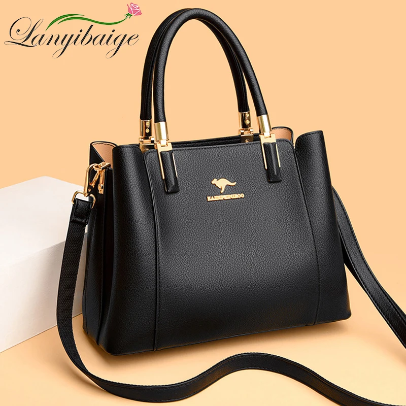 Leather Casual Crossbody Bags For Women 2024 Ladies Luxury Designer Tote Handbag Top-Handle High Quality Shoulder Bag Sac A Main