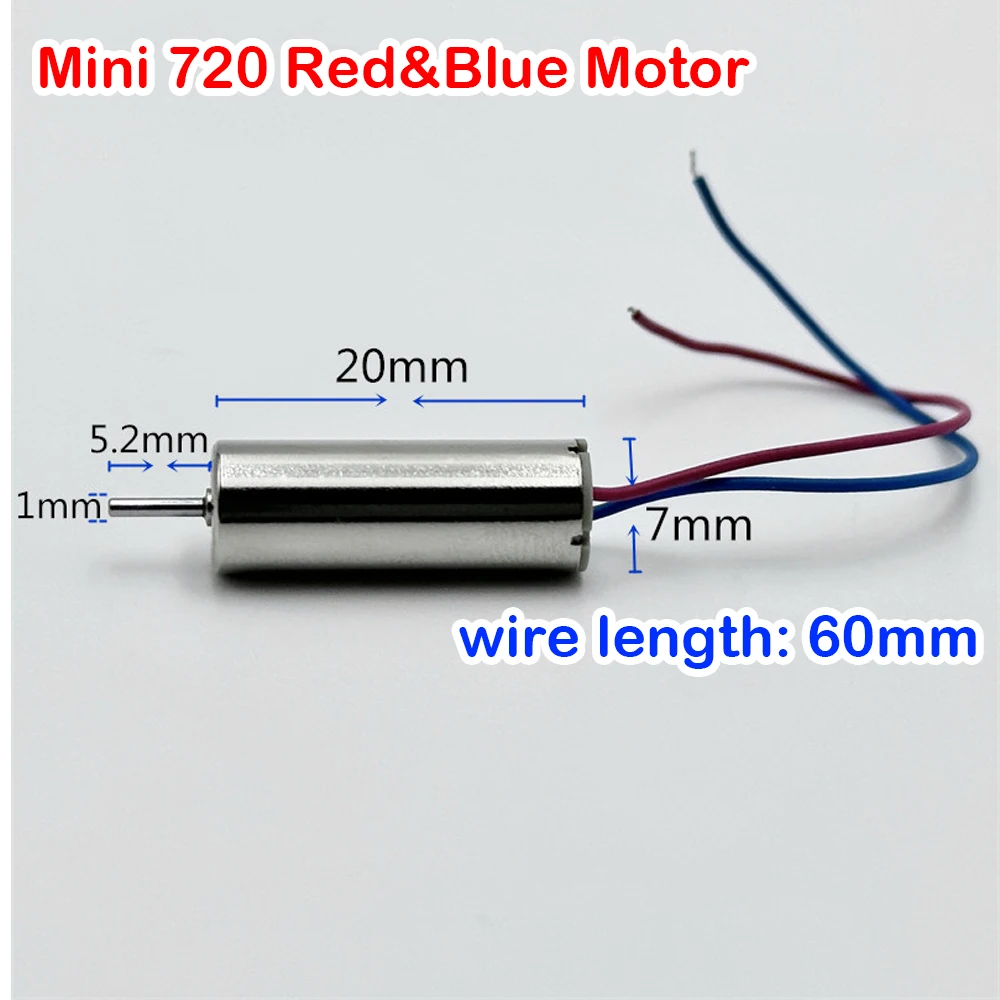 Mini 720 Coreless Motor DC 3.7V 48000RPM High Speed Aircraft Motor Ndfbe Strong Magnetic Micro 7mm*20mm Electric Motor RC Drone