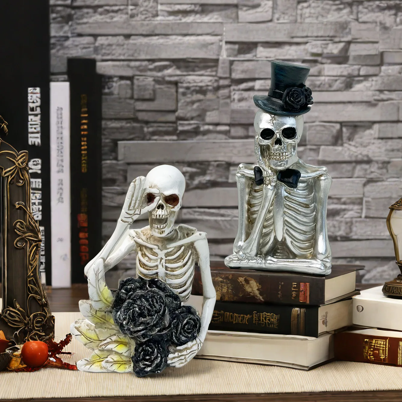 

Creative Halloween cartoon skeleton character ornaments, home resin crafts