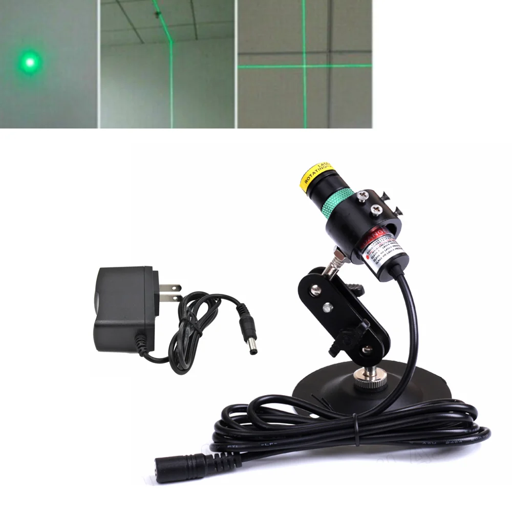 modulo industrial do diodo laser com adaptador ponto verde linha cruz 1865 ajustavel 520nm 10mw 01