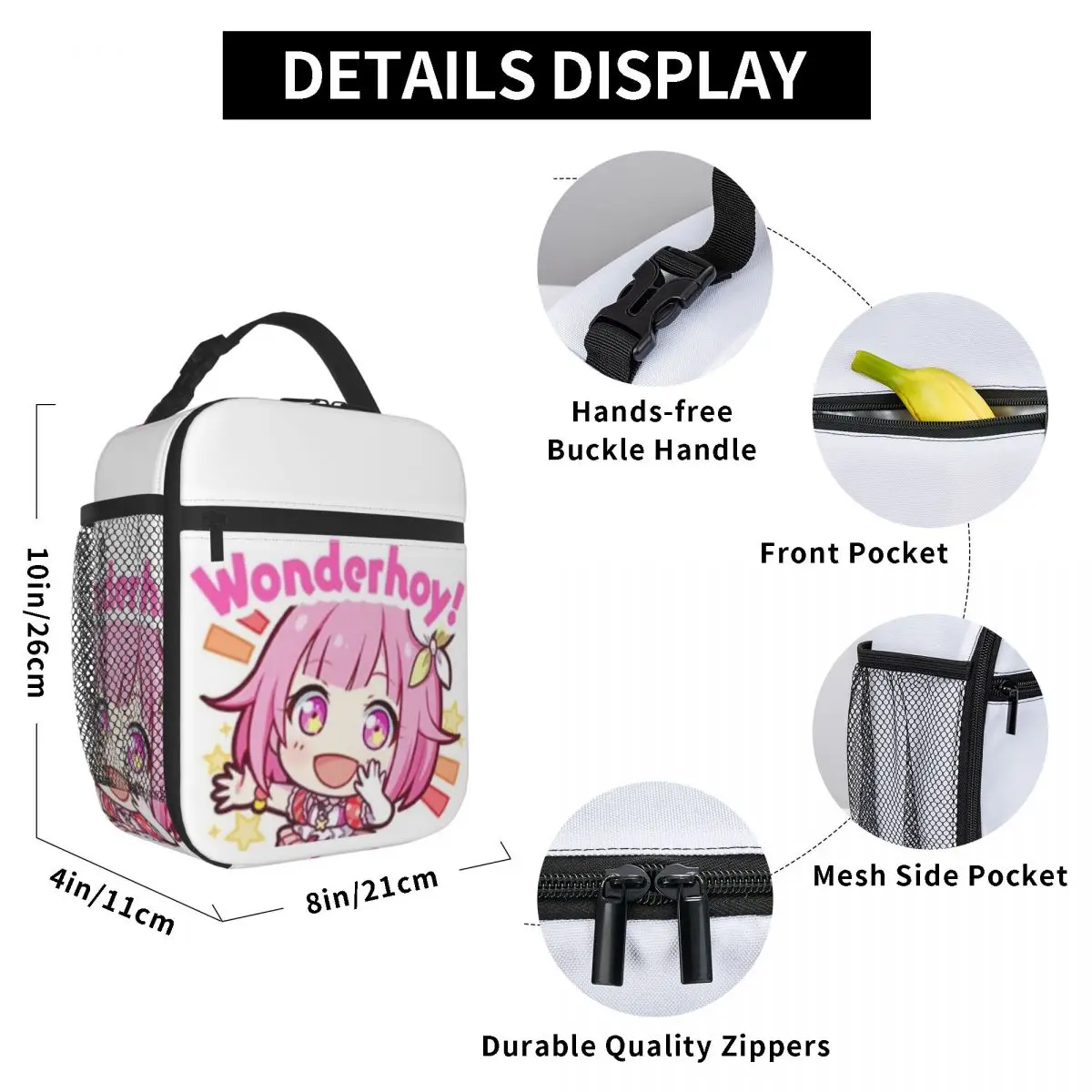 Emu Otori Wonderhoy Stamp Insulated Lunch Bag for Women Office Cooler Thermal Food Box Tote Leakproof Lunch Boxes Container