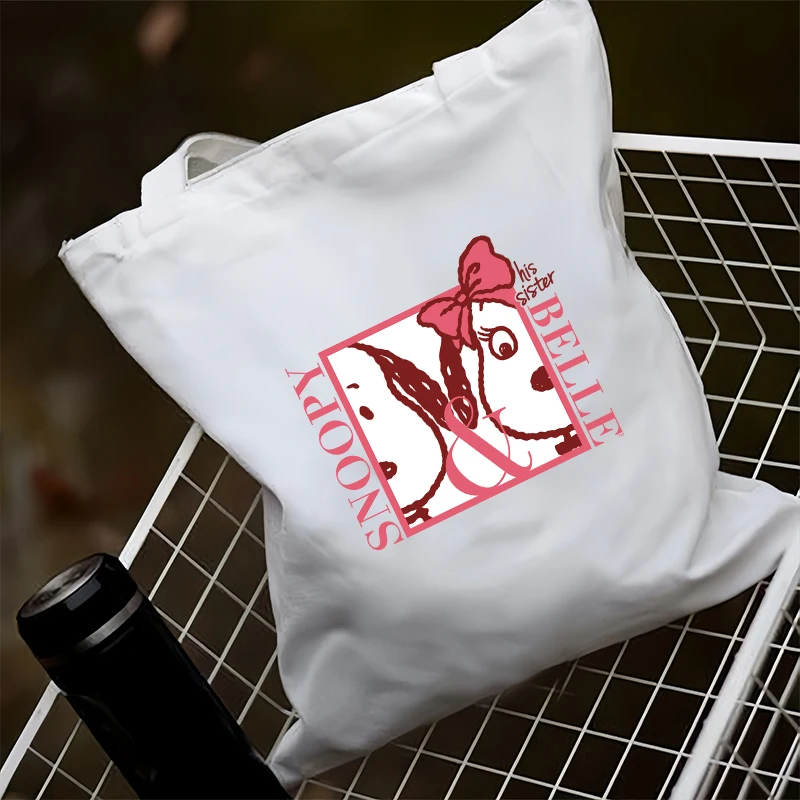 

Холщовая большая сумка с рисунком Снупи, аниме, каваи, для девочек и мальчиков, уличная большая вместительная сумка для покупок, женская сумка на плечо