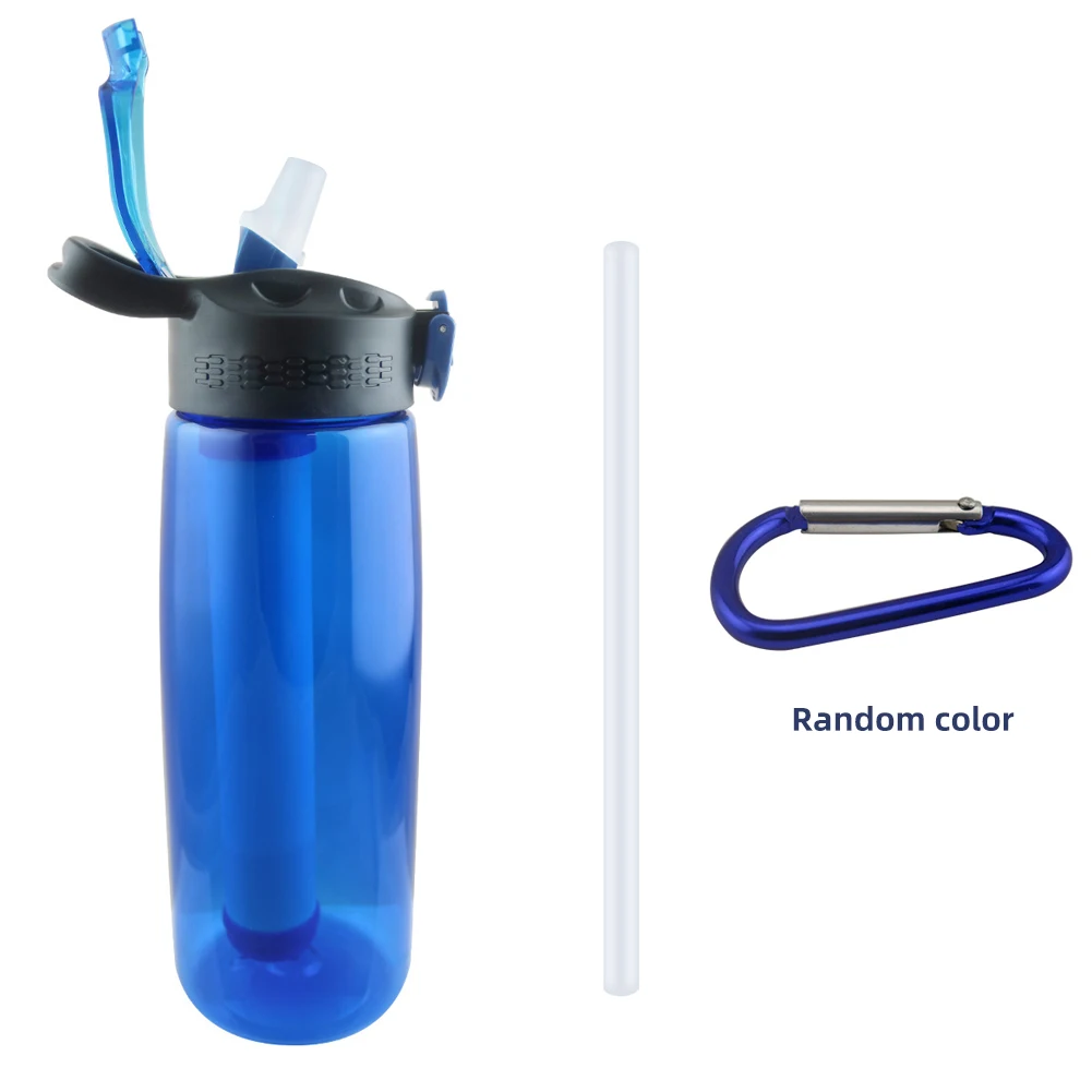 Water Bottle Made of Tritan with Water Filter Lockable Lid BPA Free Water Purifier Bottle for Travel Hiking Camping Emergency