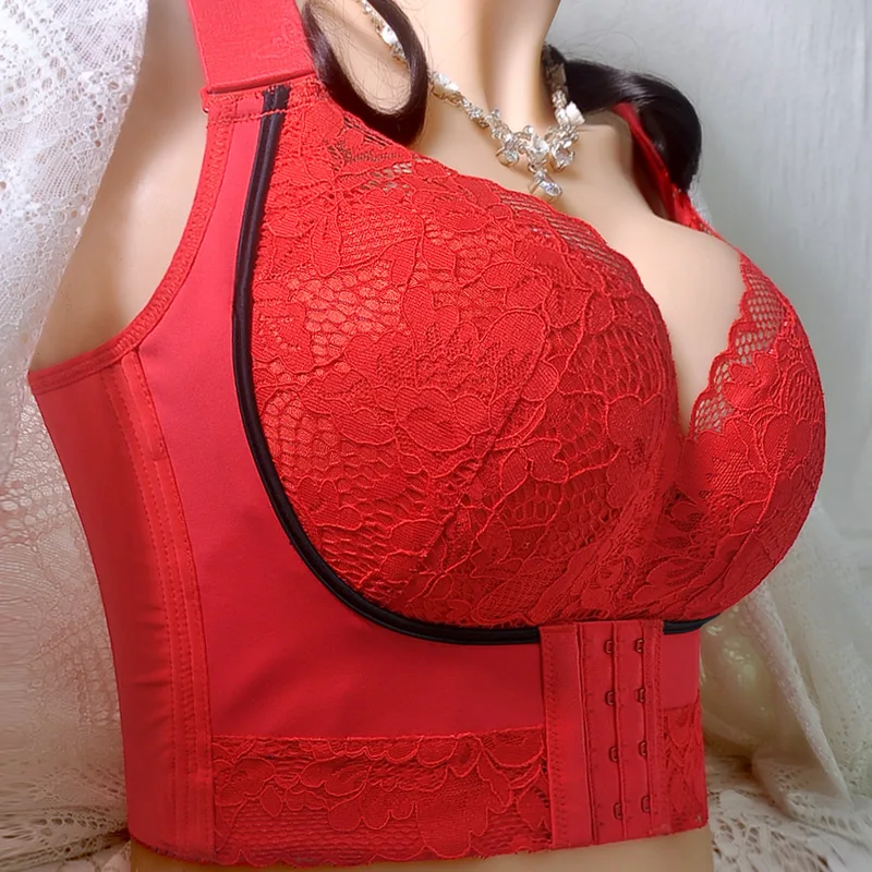 Stylish and breathable, non-slip tucked breasts, anti-sagging, underwireless lace thin women's bra