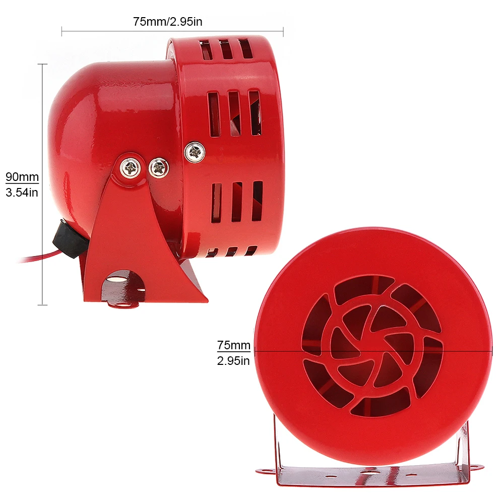 Universal 12V Red Motor Driven Alarm Automotive Air Raid Siren Horn for Motorcycle / Car /Truck, Metal Horn Alarm Siren Speaker