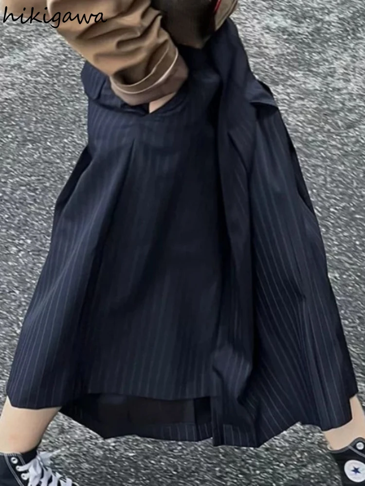 

Streetwear Fashion Women Skirts High Waist Striped Temperament Jupe Casual Summer Korean Y2k Skirt 2025 Faldas Mujer De Moda