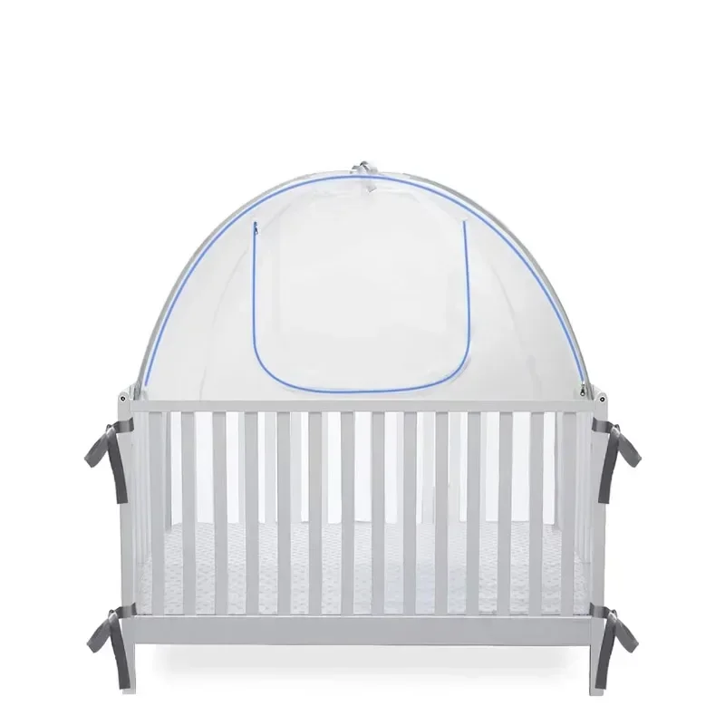 Protect the safety crib net with a tote bag from crawling out and insects and mosquitoes