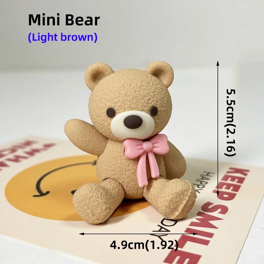 Niedlicher 3D brauner Bären-Kuchenaufsatz mit Schleife für Valentinstag, Geburtstag, Babyparty, Jungen, Mädchen, Jubiläum, Party, Kuchendekoration, Zubehör – Detail 3