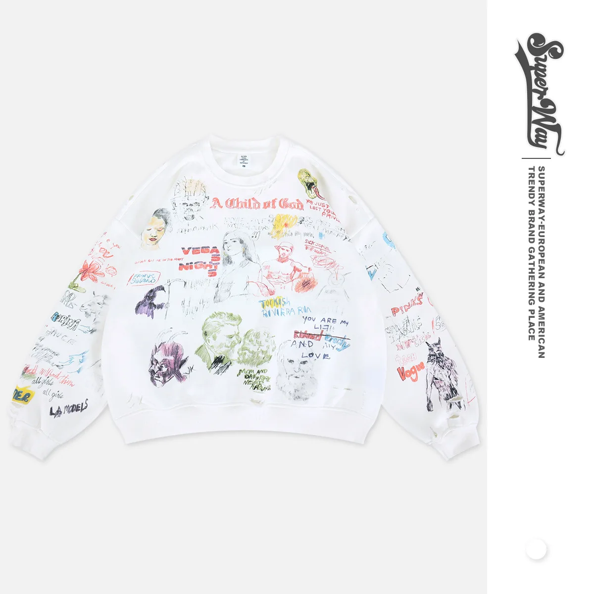 

Men's Hoodie Sweatirt round Ne Fce High Street fiti Print Hip Hop Sle Casual Wear Spring Summer Autumn New Arrival