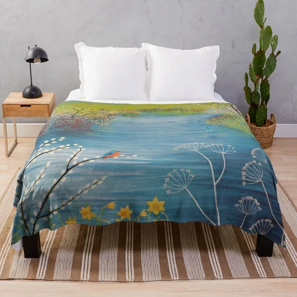 Spring at Kingfisher Pool Throw Blanket for sofa Soft Big Luxury Brand Blankets