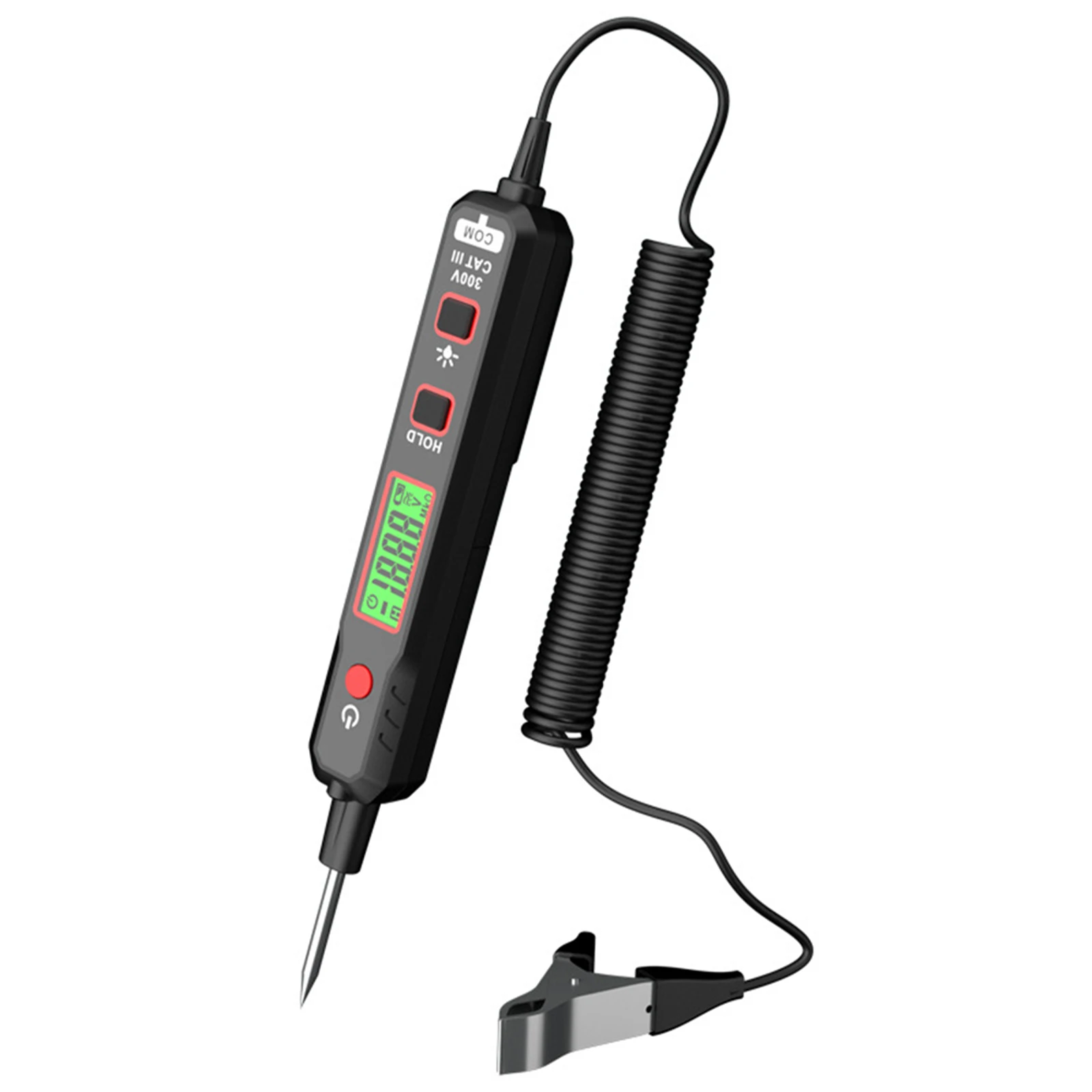 175x25x26mm Car Test Pen High Definition LCD Screen Metal Probe Oxidation Resistant Probe Removable Battery Compartment
