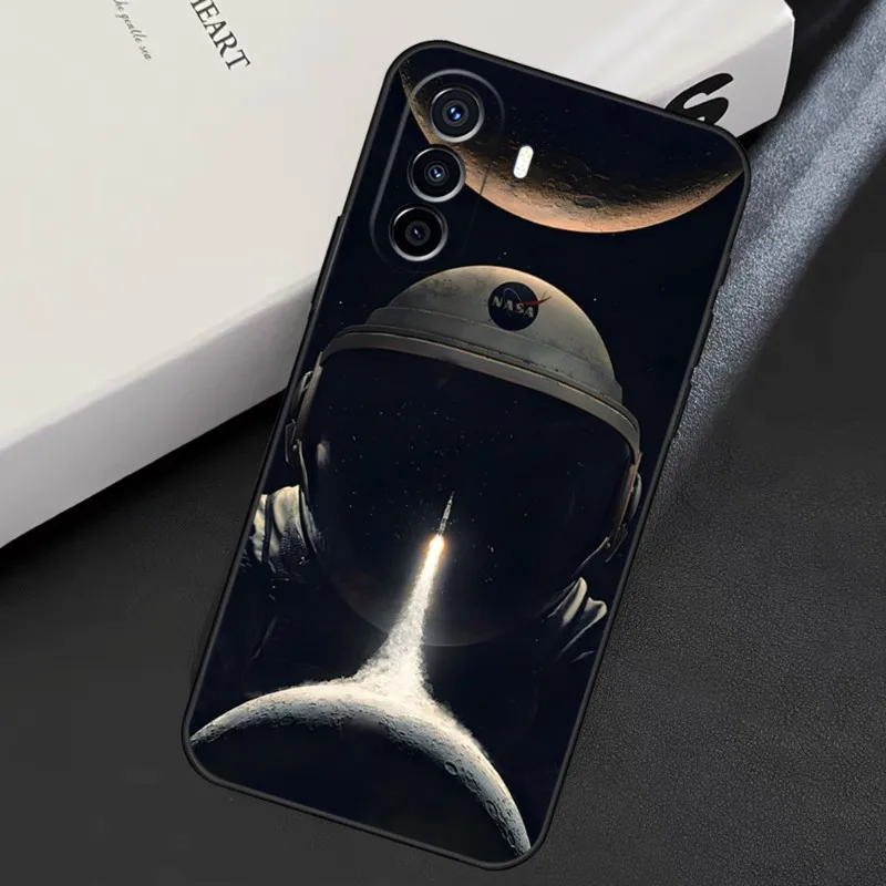 Cartoon Astronaut Moon Phone Case For Huawei P10 P20 P30 P40 P50 P9 P8 Pro Plus 2023 Psmart Z Nova 8I 8 8SE Back Cover