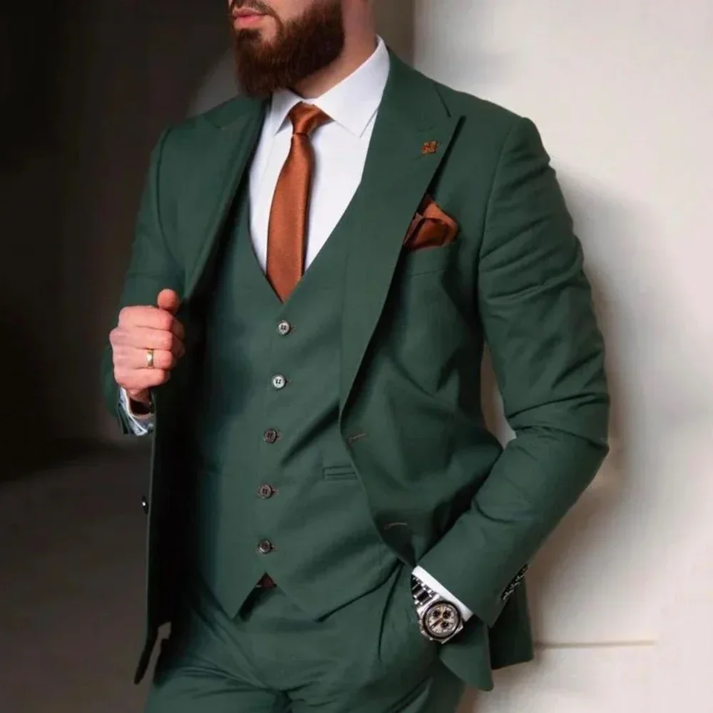 

3 Pieces Men's Wedding Suits Slim Fit Tailor Made Elegant Classic Formal Groom Wear Blazer Vest Pants Set Terno Masculino
