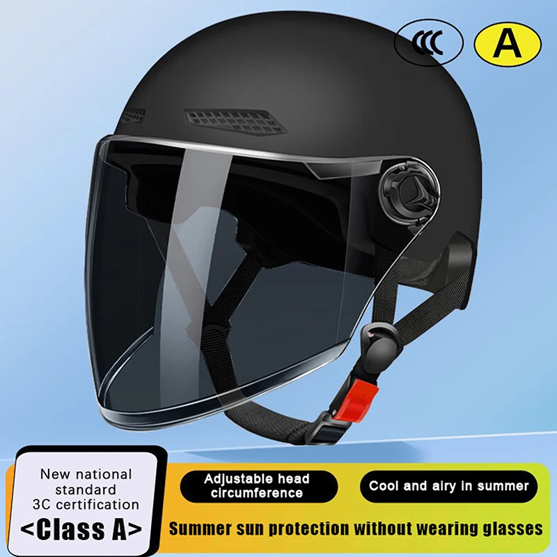 Halbhelm für Erwachsene mit Schutzbrille für Motorrad und Fahrrad – Cartoon-Design, 3C-zertifiziert für Männer und Frauen.
