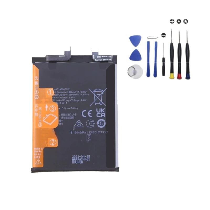 SWZY 3.87V 4400mAh 17.02Wh HB516590EFW Battery for Honor 70 Pro 70pro Plus for SDY-AN00/HPB-AN00 Phone Batteries + Free Tools