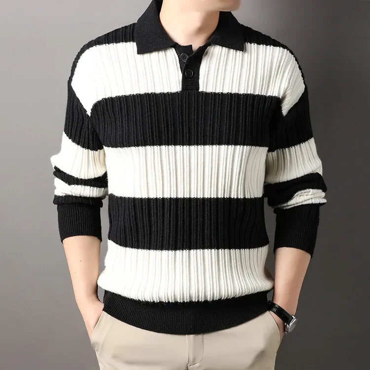 

High Quality Men's Quarter Zip Sweater Slim Fit Casual Knitted Turtleneck Pullover Mock Neck Polo Sweater Mens Clothing