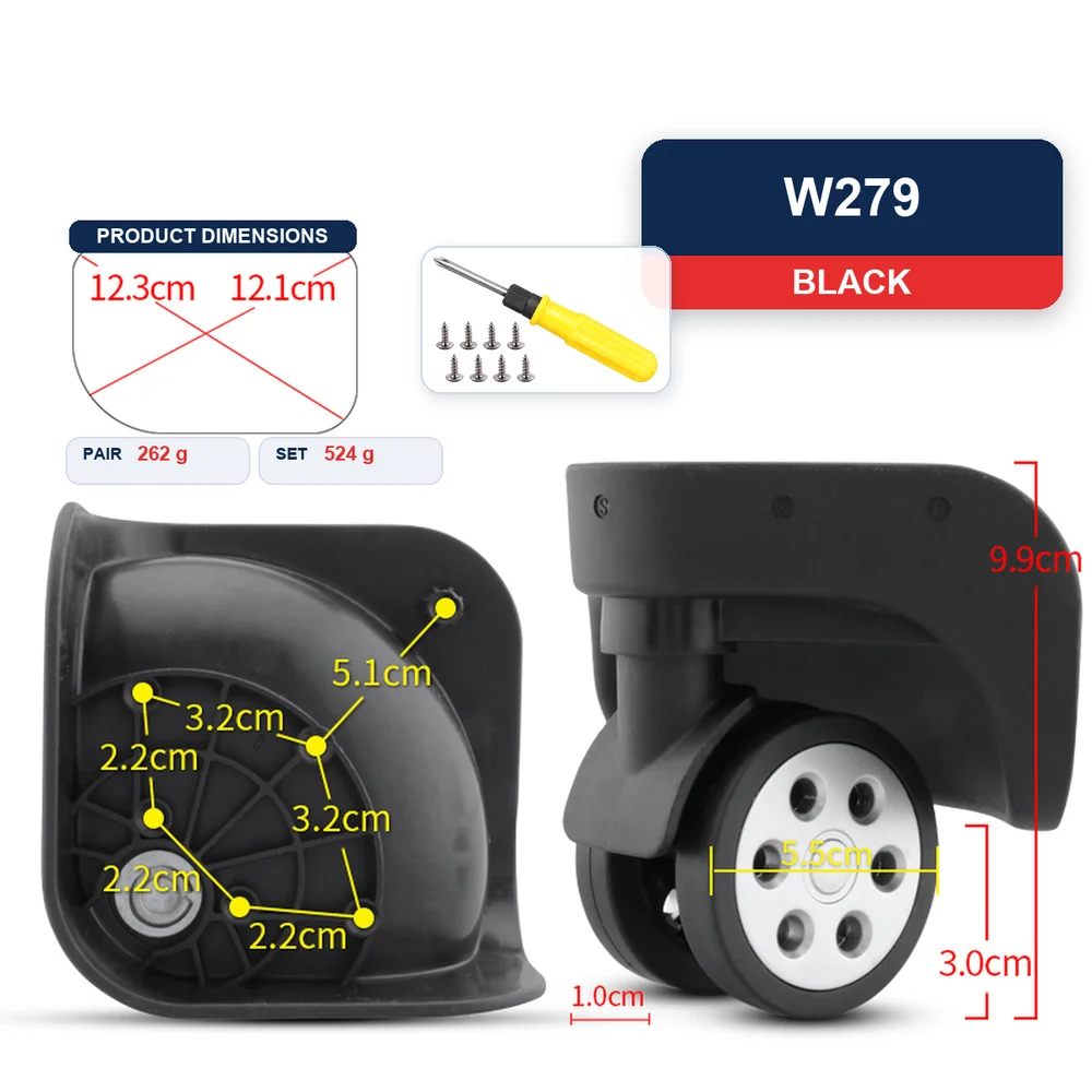 Black Replacement Luggage Wheel For Manlvshi Wear Resistant Silent Smooth Rolling Durable Caster Repair Part