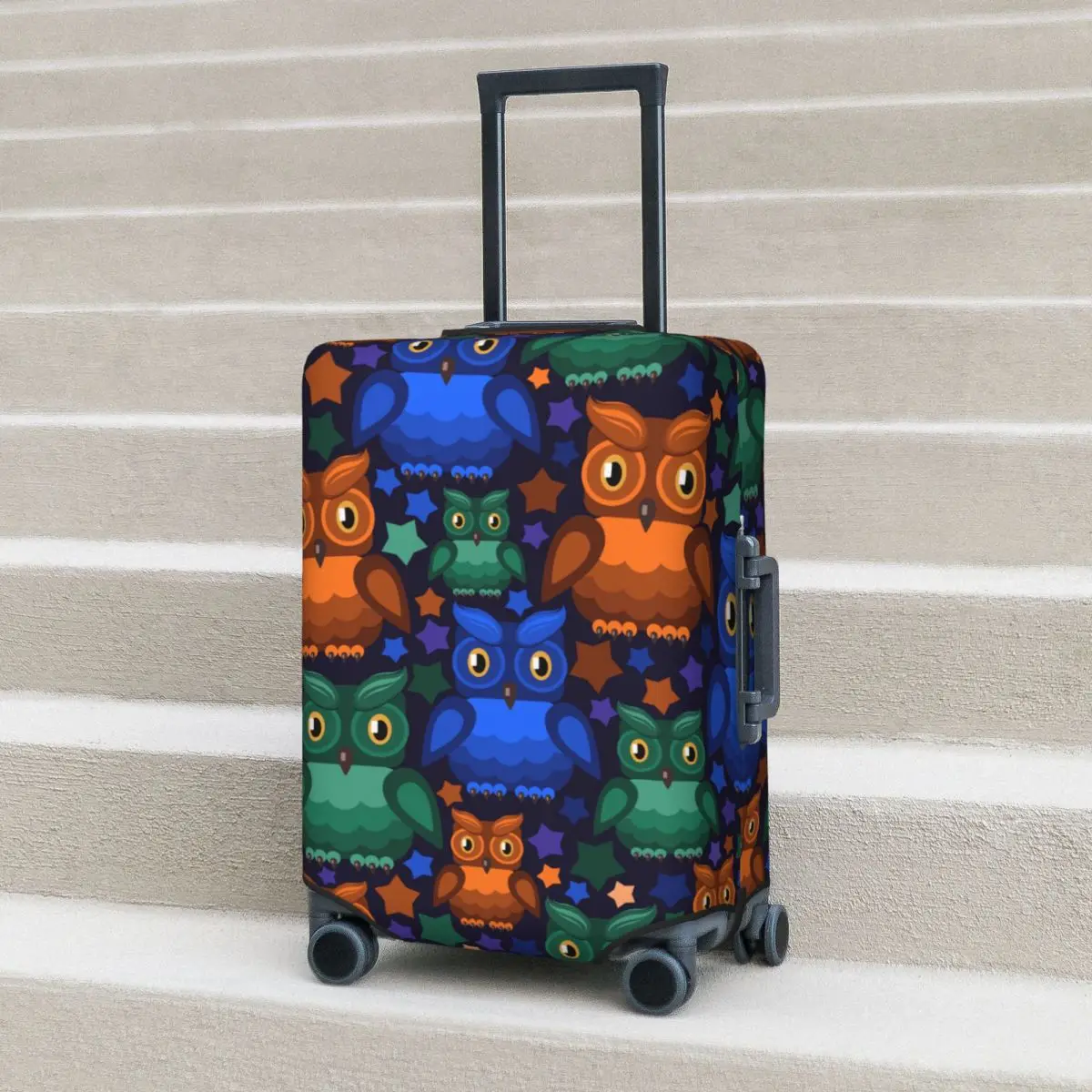 

Чехол для чемодана с рисунком совы, праздничные красочные звезды, животные, практичные принадлежности для багажа, защита для путешествий