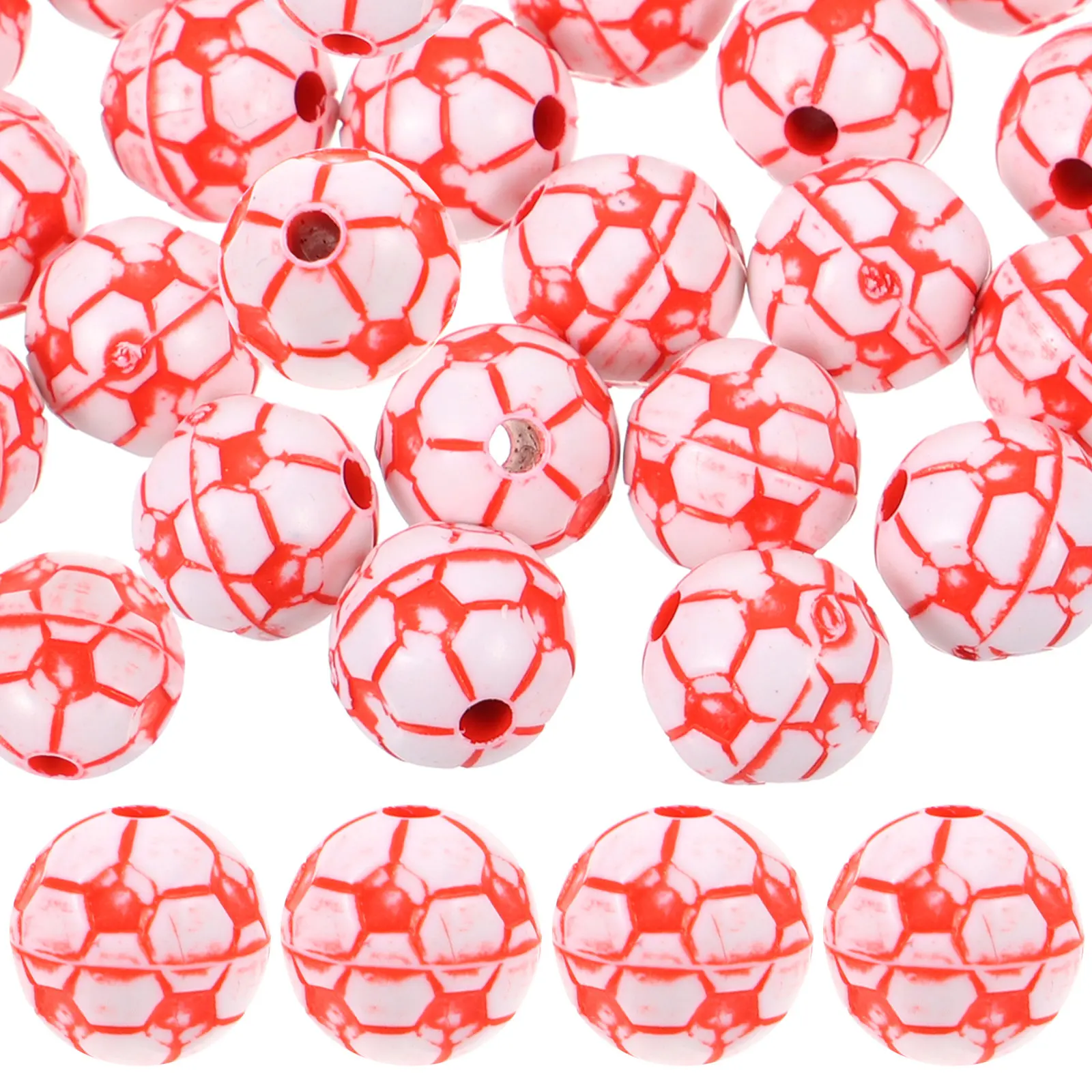 

50Pcs Football Spacer Beads for Jewelry Making DIY Crafts Acrylic Loose Beads for Bracelet Necklace Earring Keychain Charms