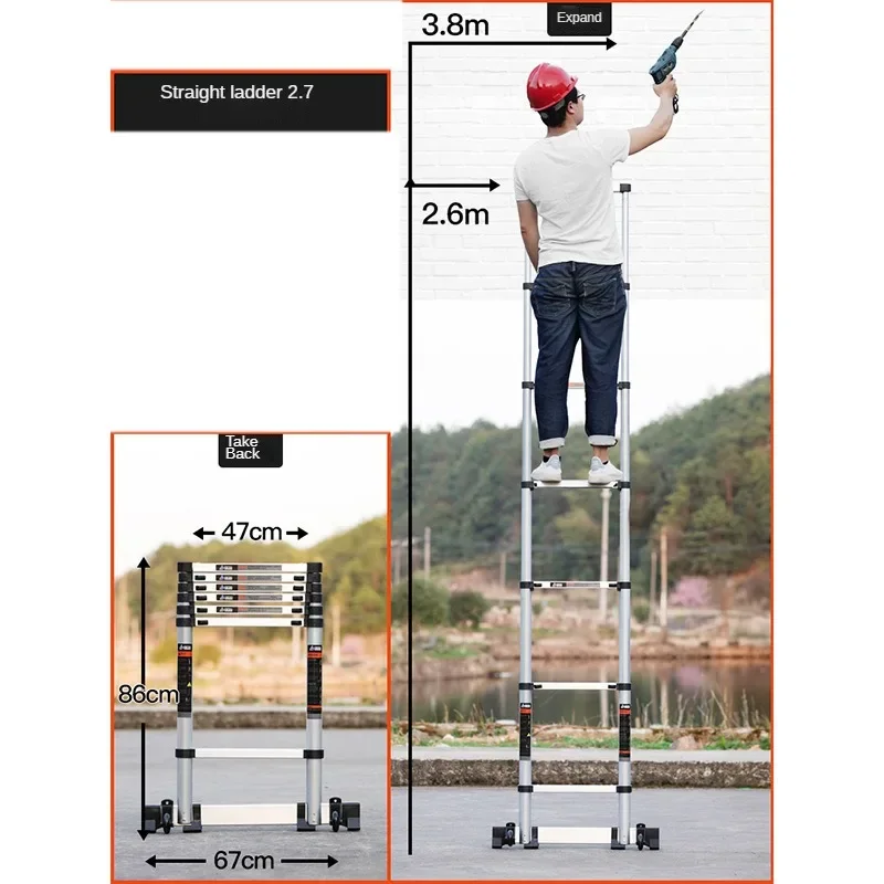 Modern Aluminum Alloy Step Ladders for Home Telescopic Folding Ladder Light Luxury Kitchen Multifunctional Engineering Staircase