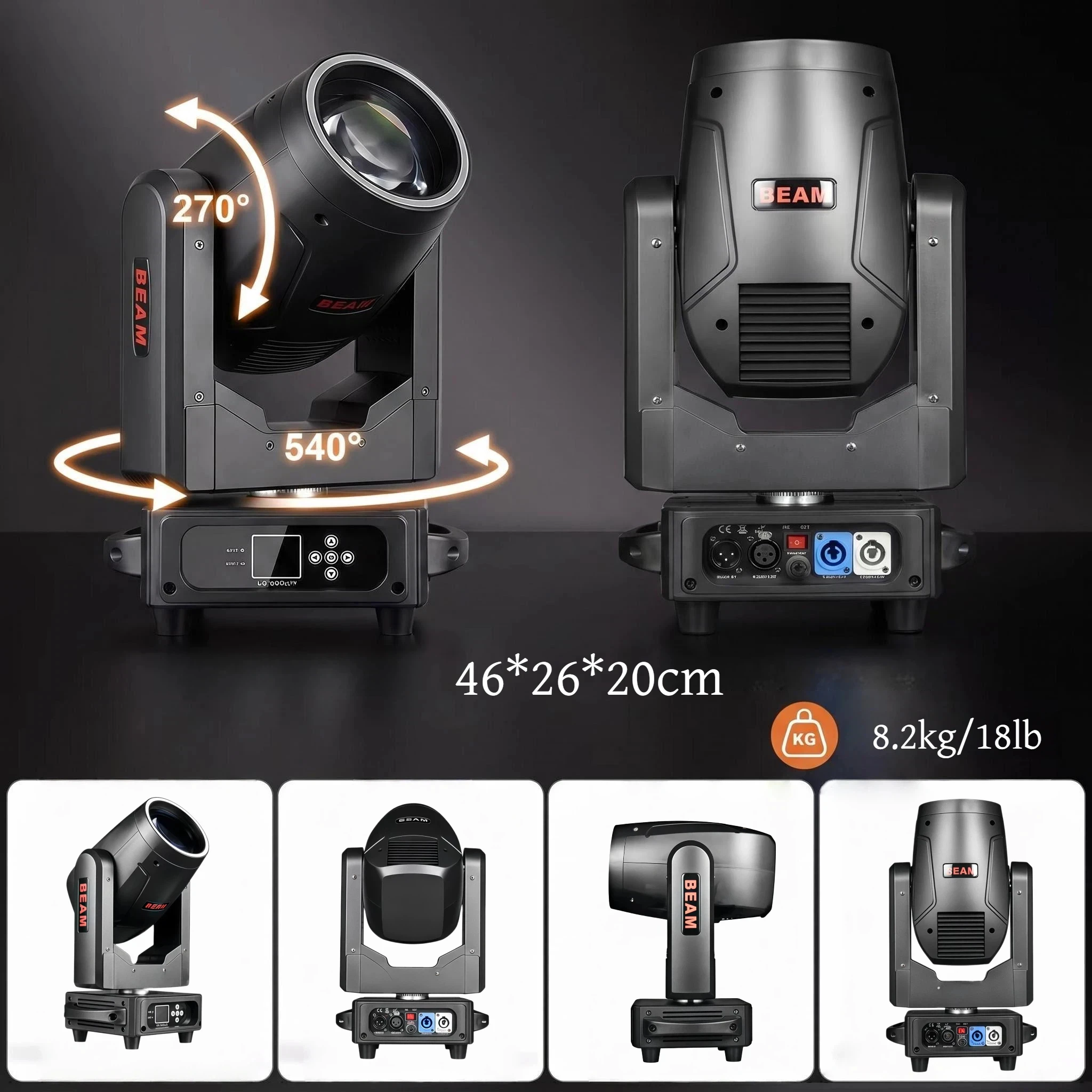 295W Mini Moving Head Lights Color 9300K DMX512 Stage Lights With 16 Gobos 13 Colors 18 Channels For DJ Disco Wedding Party