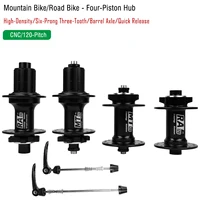 Buje de Freno de Disco para Bicicleta de Montaña, 24/28/32 Agujeros, Eje Pasante, Liberación Rápida, 8-11 Velocidades, 2 Rodamientos de Bolas Delanteros y 4 Traseros