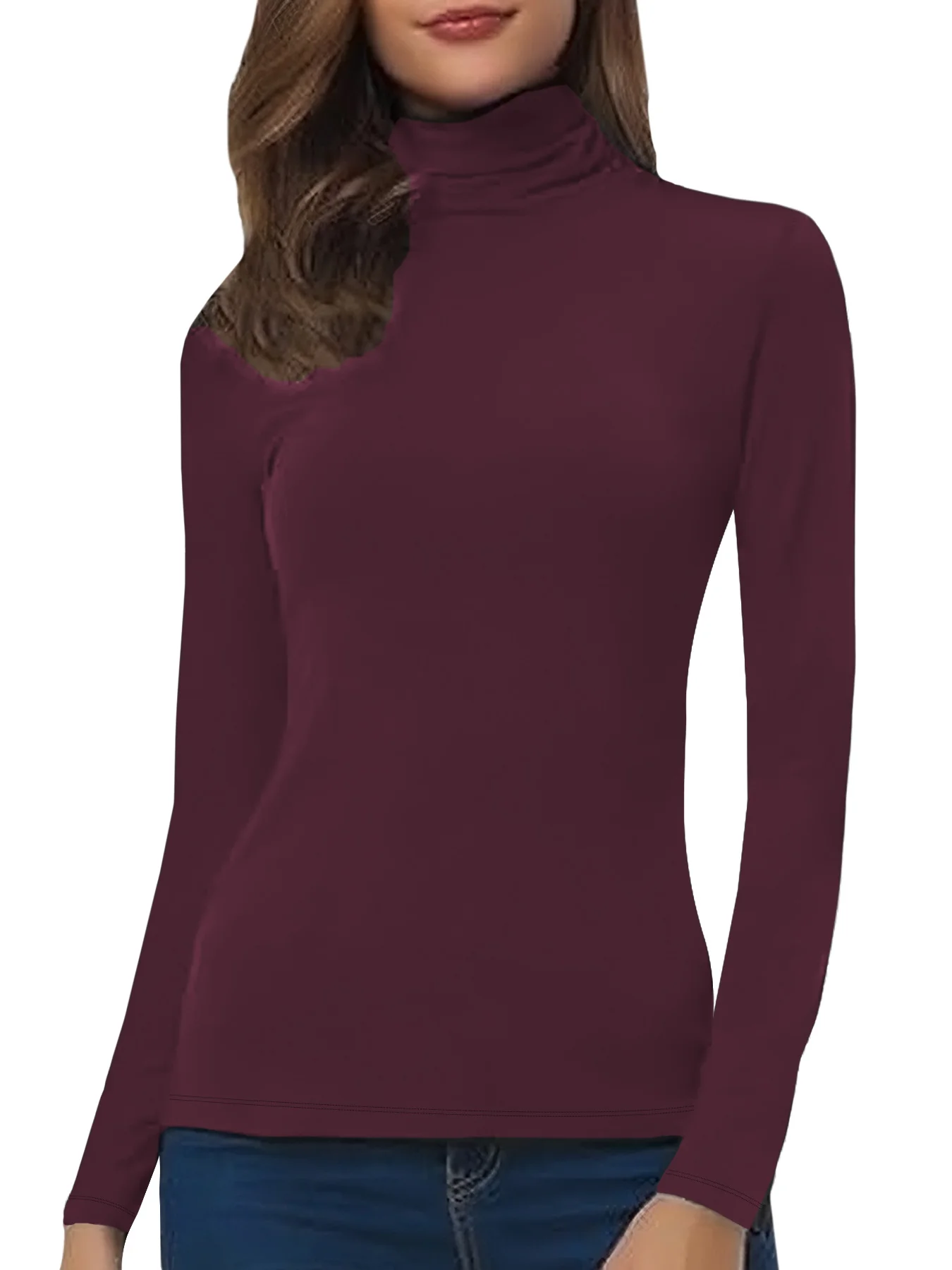 Damen-T-Shirt mit Stehkragen und langen Ärmeln. Super Sfort dehnbare, einfarbige, lässige T-Shirts. Workout Laufen Yoga Athletic T-Shirts – Detail 7